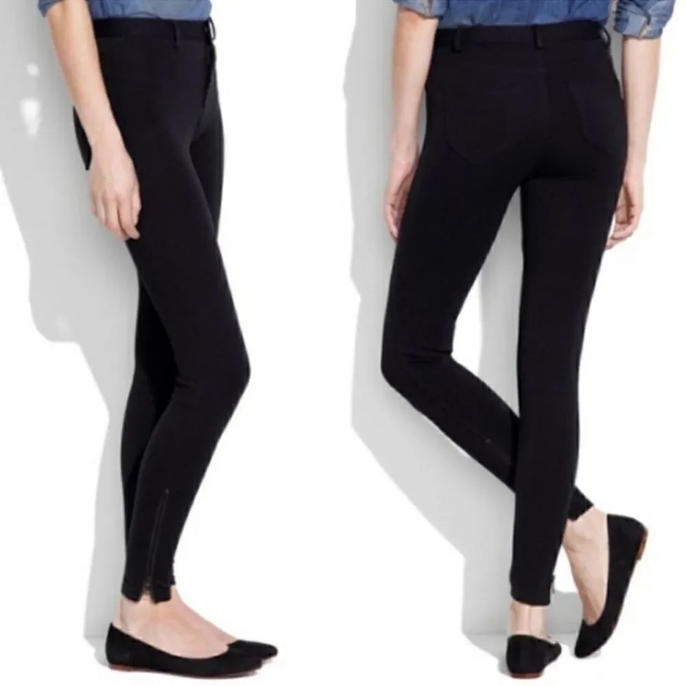 NWT Madewell Ponte Zip Ankle Skinny Pants Leggings Black 2